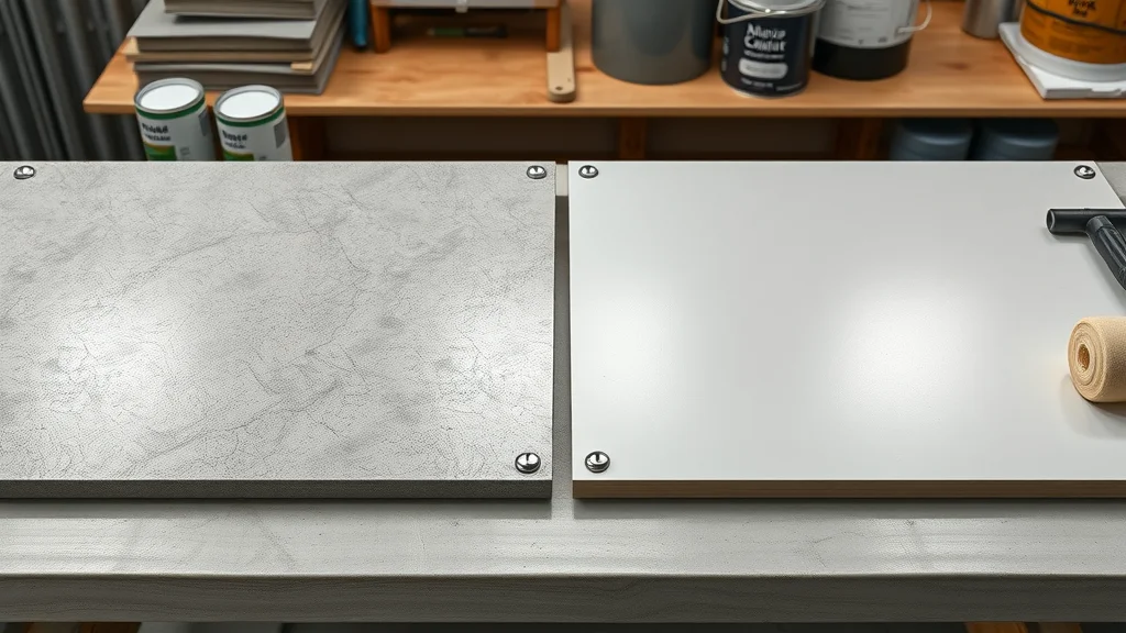 Side-by-side photorealistic samples of concrete finished with epoxy coating vs standard floor paint, showcasing finish and texture for how to prepare concrete for epoxy