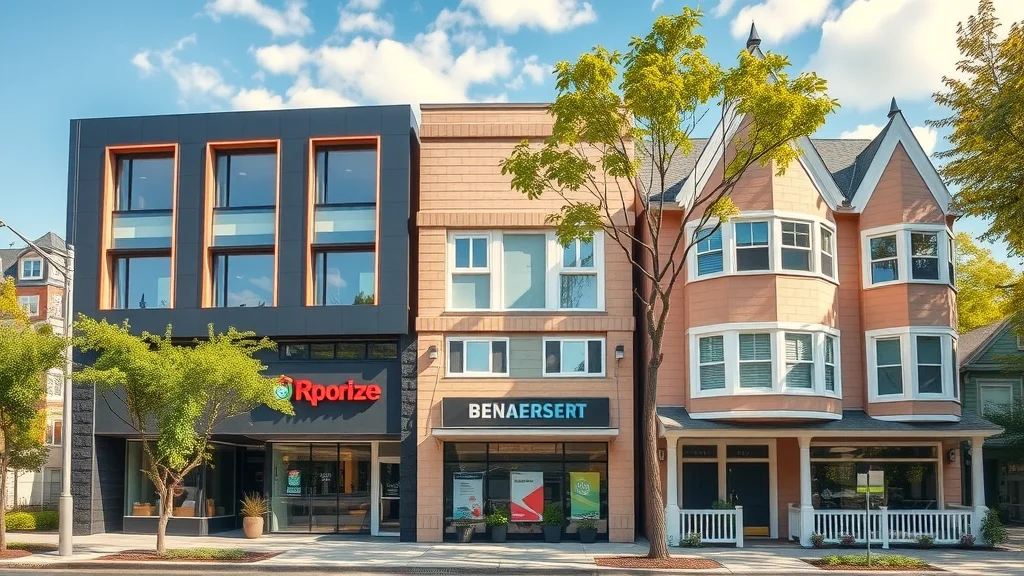 Commercial space and residential property exteriors compared, modern office, retail, and home differences, residential and commercial painting