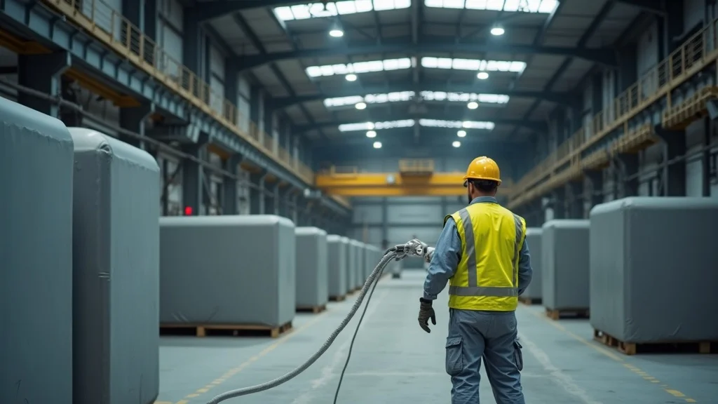 Custom commercial painting project management—industrial painting in a manufacturing space, ensuring safety and operational flow.