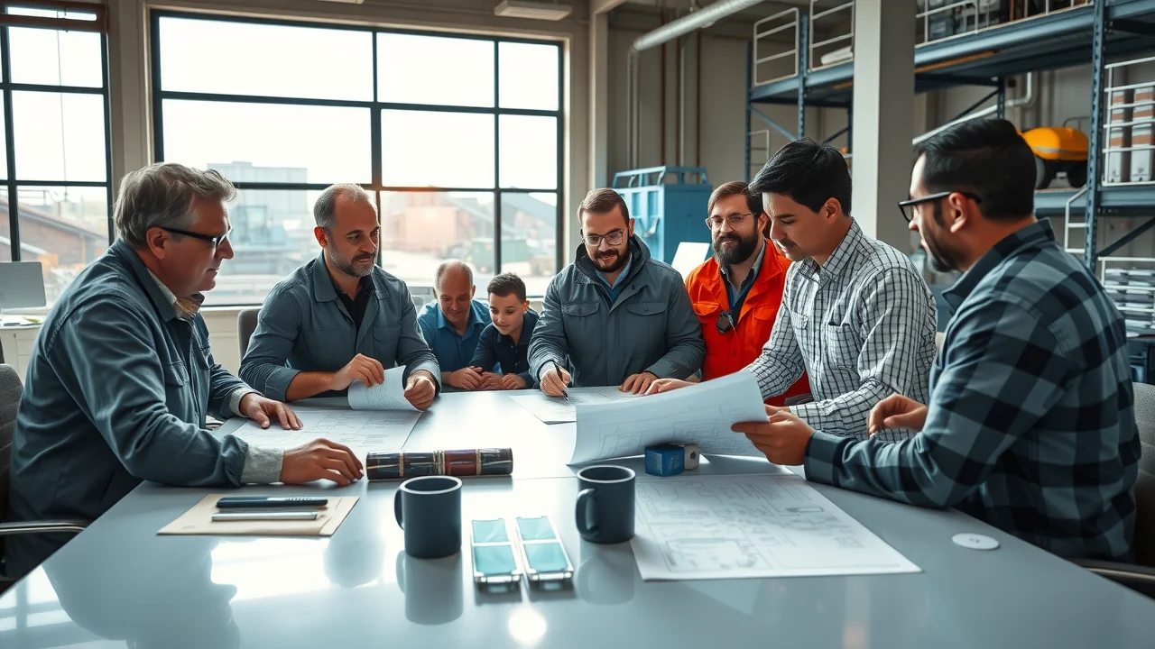 industrial team collaborative planning anti-corrosion painting project