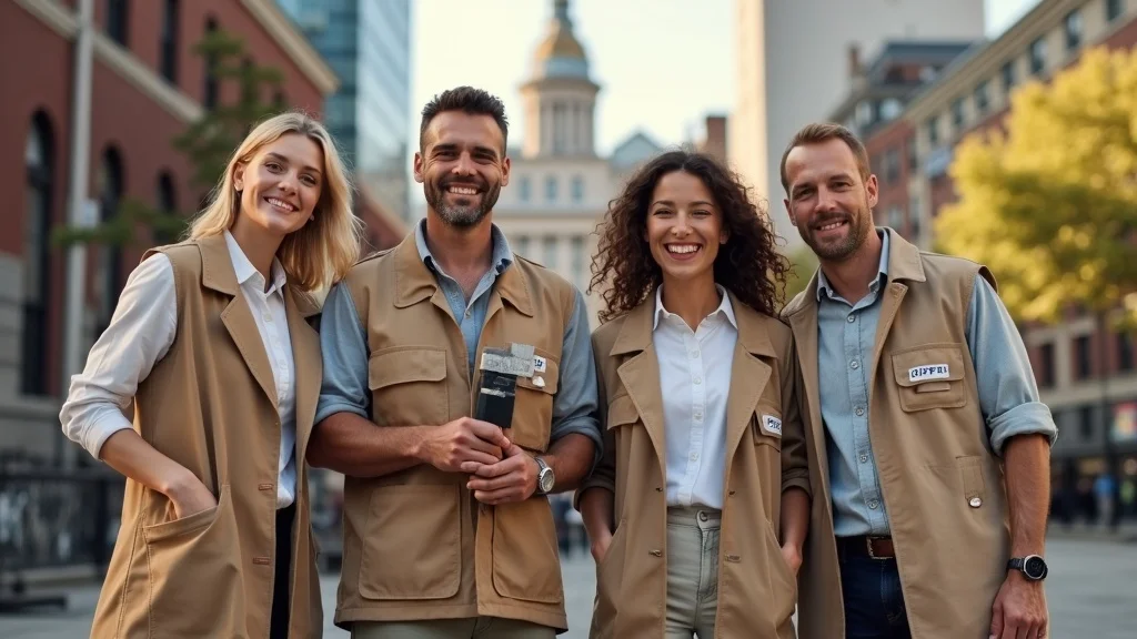 Arthur Cole Painting Corporation family team posed in front of a Boston building, representing a leading commercial painting company Boston