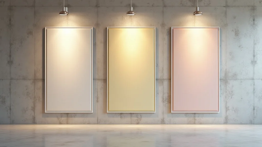 Three commercial wall panels with different coating finishes: epoxy, polyurethane, acrylic, showing coating processes in commercial painting