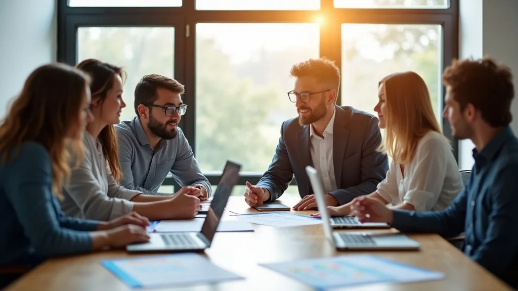 Facility managers collaborating on inspection schedules using digital tools