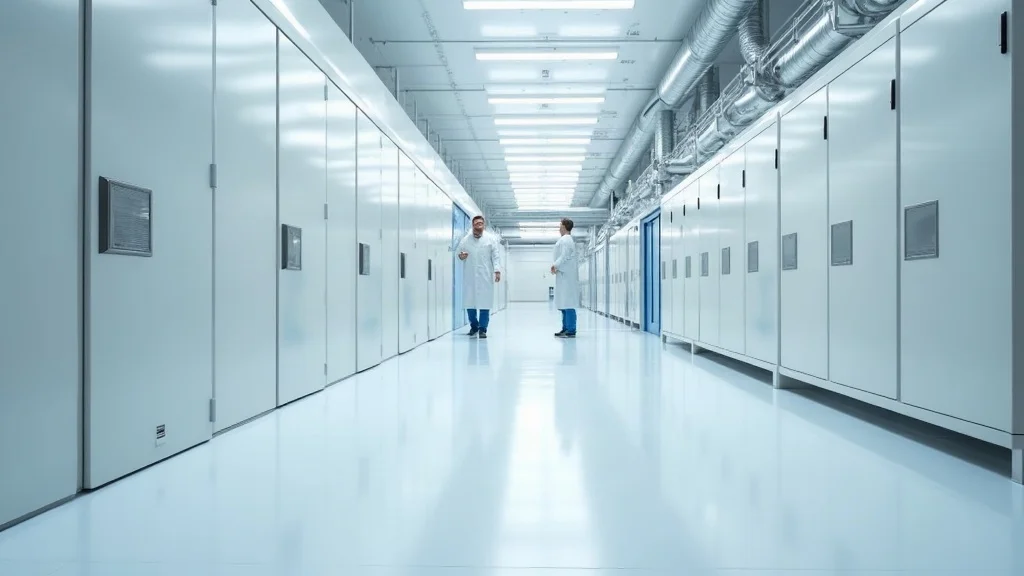 State-of-the-art commercial painting biotech facility: Epoxy-coated walls and floors with seamless surfaces in a modern biotech manufacturing environment.