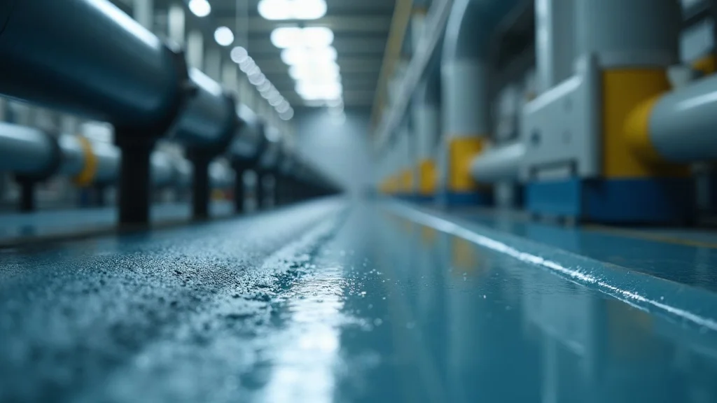 abrasion resistance in anti-corrosion coatings, industrial facility showing protected surfaces and resilient infrastructure