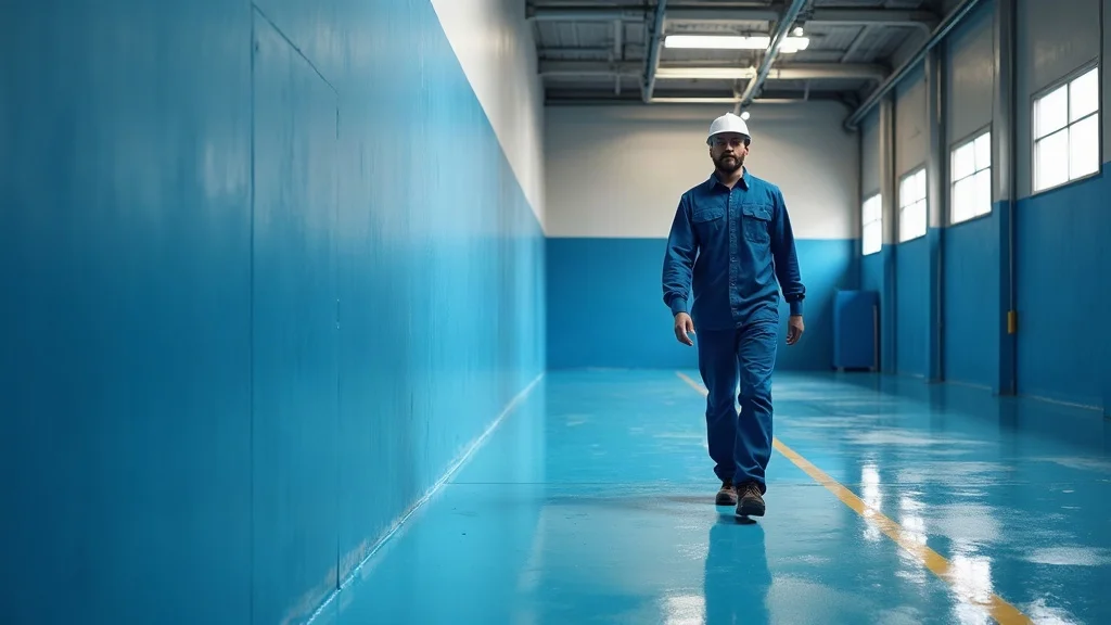 Satisfied manager reviews freshly painted New England warehouse highlighting ROI from choosing expert commercial painters